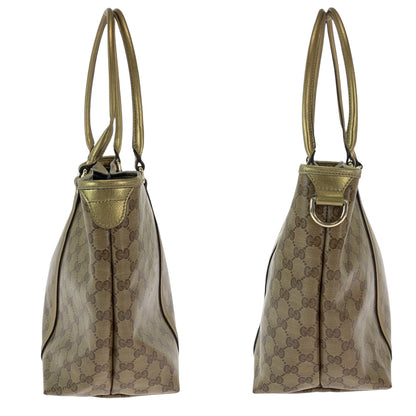 Gucci Tote Bag 197953 Gg Supreme Canvas Brown Gold Gold Metal Tote Bag Shoulder Bag Gg Crystal Women