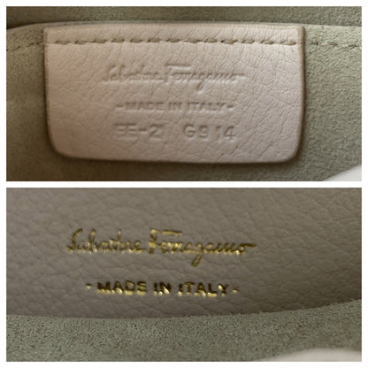Salvatore Ferragamo Shoulder Bag Ee21 G914 Leather Pink White Gold Metal Shoulder Bag Handbag 2Way