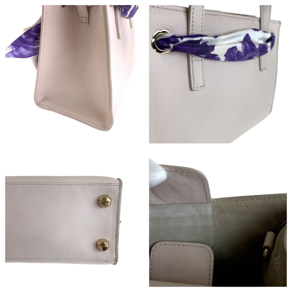 Salvatore Ferragamo Shoulder Bag Ee21 G914 Leather Pink White Gold Metal Shoulder Bag Handbag 2Way