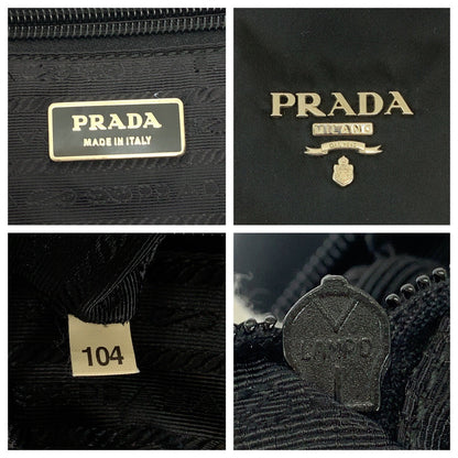 Prada Tote Bag Br3920 Nylon Black Silvermetal Tote Bag Shoulder Bag Test Triangle With Logo Fringe