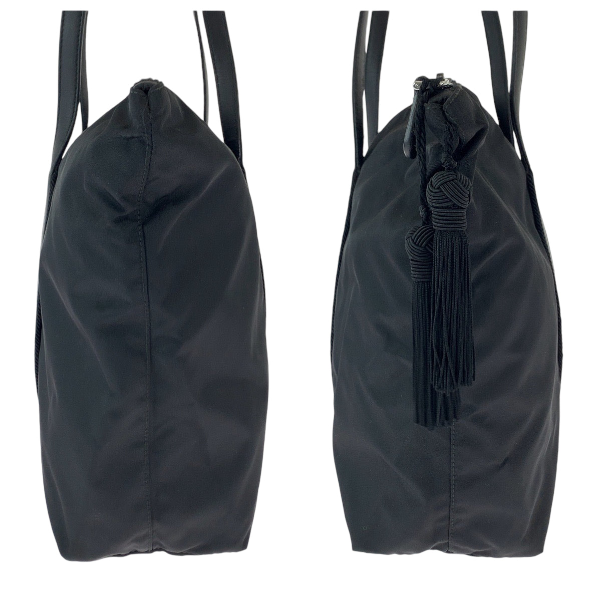 Prada Tote Bag Br3920 Nylon Black Silvermetal Tote Bag Shoulder Bag Test Triangle With Logo Fringe