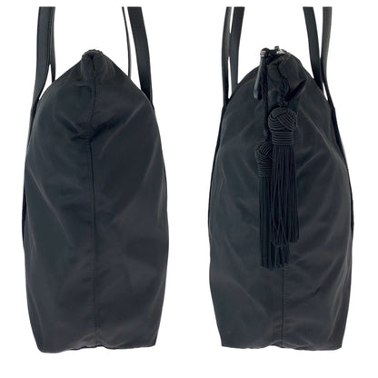 Prada Tote Bag Br3920 Nylon Black Silvermetal Tote Bag Shoulder Bag Test Triangle With Logo Fringe