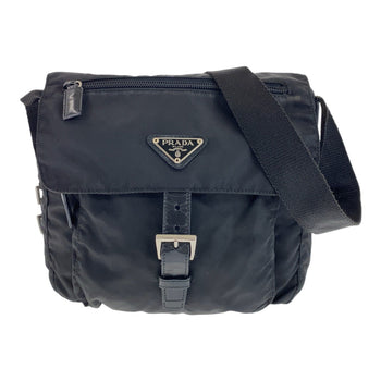 Prada Shoulder Bag Nylon, Leather Black Silvermetal Shoulder Bag Messenger Bag Test Triangle With