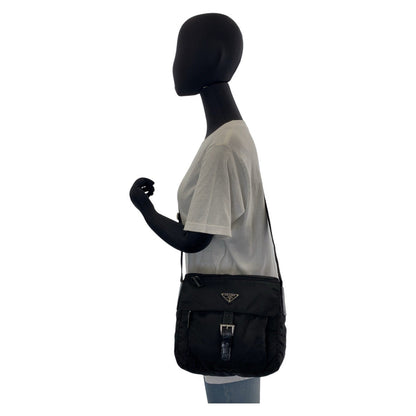 Prada Shoulder Bag Nylon, Leather Black Silvermetal Shoulder Bag Messenger Bag Test Triangle With
