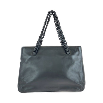 Prada Tote Bag Leather, Plastic Black Silver Metal Tote Bag Handbag Plastic Chain Women