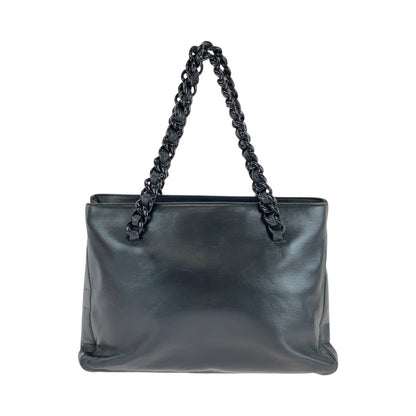 Prada Tote Bag Leather, Plastic Black Silver Metal Tote Bag Handbag Plastic Chain Women