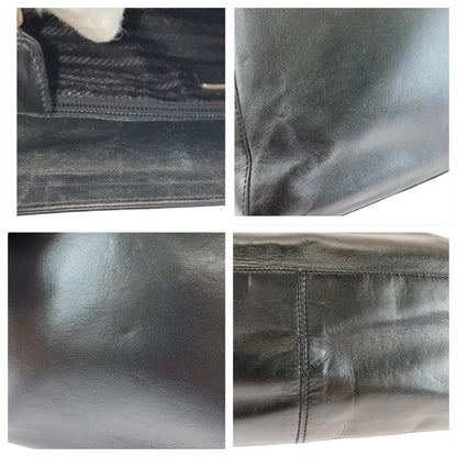 Prada Tote Bag Leather, Plastic Black Silver Metal Tote Bag Handbag Plastic Chain Women