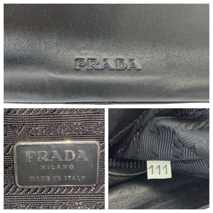 Prada Tote Bag Leather, Plastic Black Silver Metal Tote Bag Handbag Plastic Chain Women