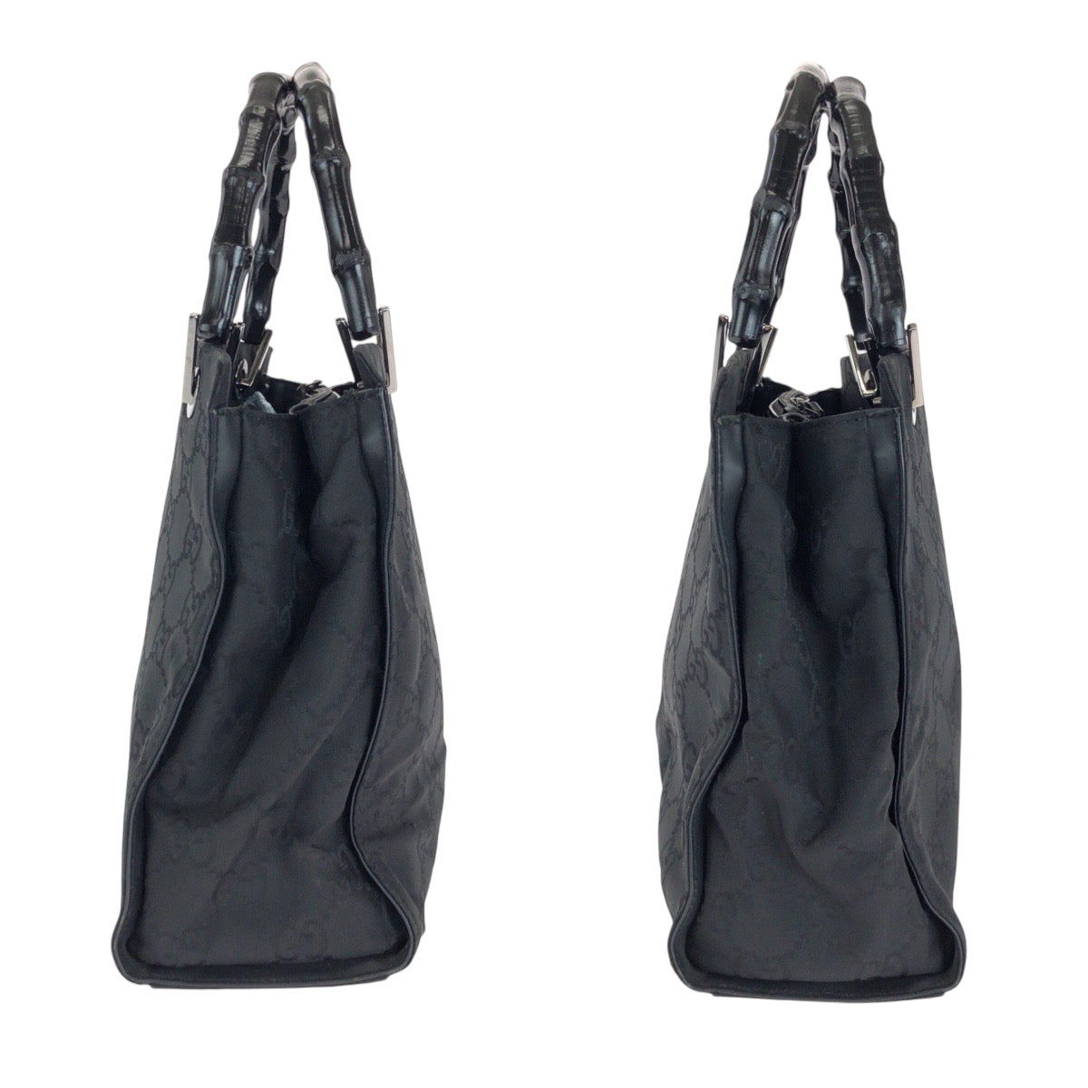 Gucci Tote Bag 002 1015 Gg Canvas Black Silvermetal Tote Bag Handbag Bamboo Women