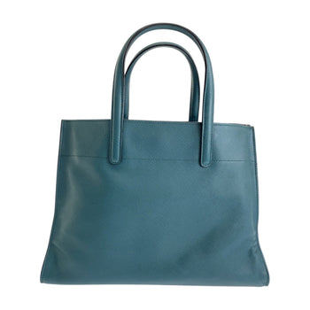 Prada Tote Bag Leather Green 2Way Tote Bag Safiano Triangle With Logo Women