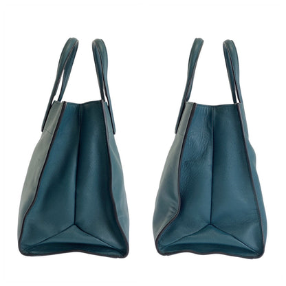 Prada Tote Bag Leather Green 2Way Tote Bag Safiano Triangle With Logo Women