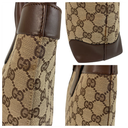 Gucci Tote Bag 002 1119 Gg Canvas, Leather Beige Brown Tote Bag Handbag Women