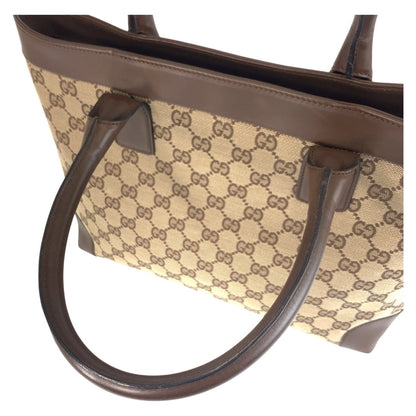 Gucci Tote Bag 002 1119 Gg Canvas, Leather Beige Brown Tote Bag Handbag Women