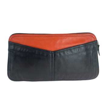 Prada Clutch Bag Leather Black Orange Silvermetal Clutch Bag Business Bag Triangle With Logo Women