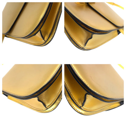 Celine Shoulder Bag Leather Gold Metal Shoulder Bag Pochette Women