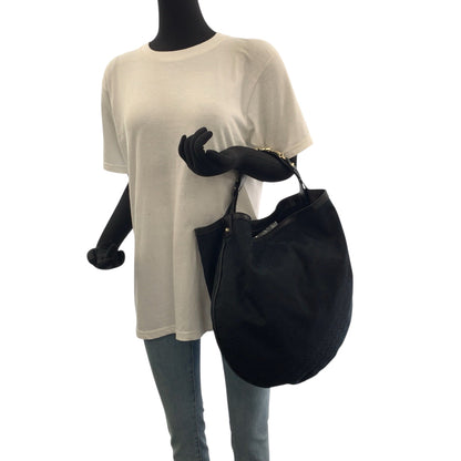 Gucci Shoulder Bag 170414 Gg Canvas Black Goldmetal Hobo Shoulder Bag Women