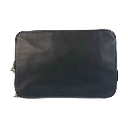 Prada Clutch Bag Leather Black Silvermetal Clutch Bag Business Bag Triangle With Logo Mens
