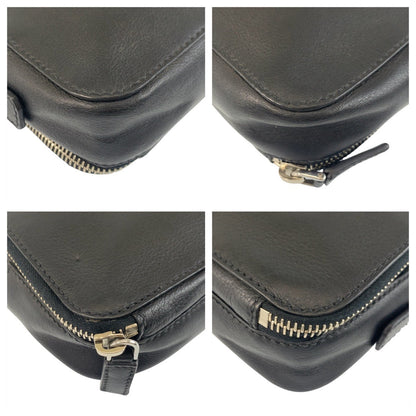 Prada Clutch Bag Leather Black Silvermetal Clutch Bag Business Bag Triangle With Logo Mens