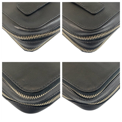 Prada Clutch Bag Leather Black Silvermetal Clutch Bag Business Bag Triangle With Logo Mens