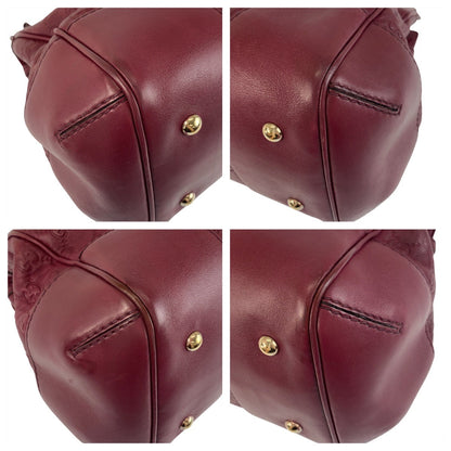 Gucci Tote Bag 257063 Leather Wine Red Gold Metal Tote Bag Shoulder Bag Guccisima Mayfair Women