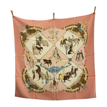 Hermes Scarf Silk Pink Multicolor Carre90 Musee Vivant Du Cheval Chantilly
