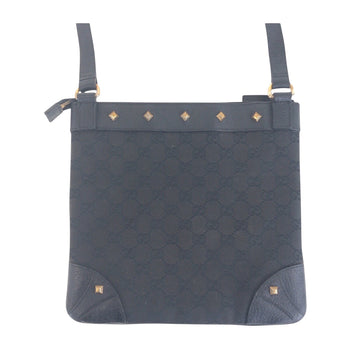 Gucci Shoulder Bag 120893 Gg Canvas, Leather Black Goldmetal Shoulder Bag Pochette Studs Women