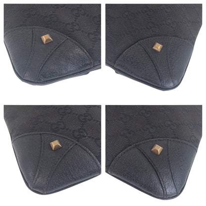 Gucci Shoulder Bag 120893 Gg Canvas, Leather Black Goldmetal Shoulder Bag Pochette Studs Women