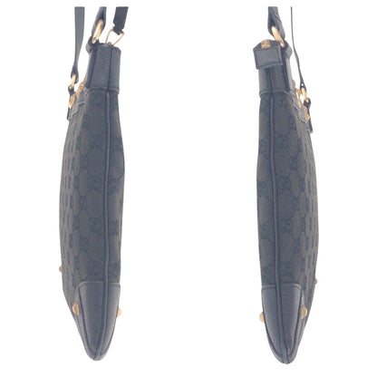Gucci Shoulder Bag 120893 Gg Canvas, Leather Black Goldmetal Shoulder Bag Pochette Studs Women