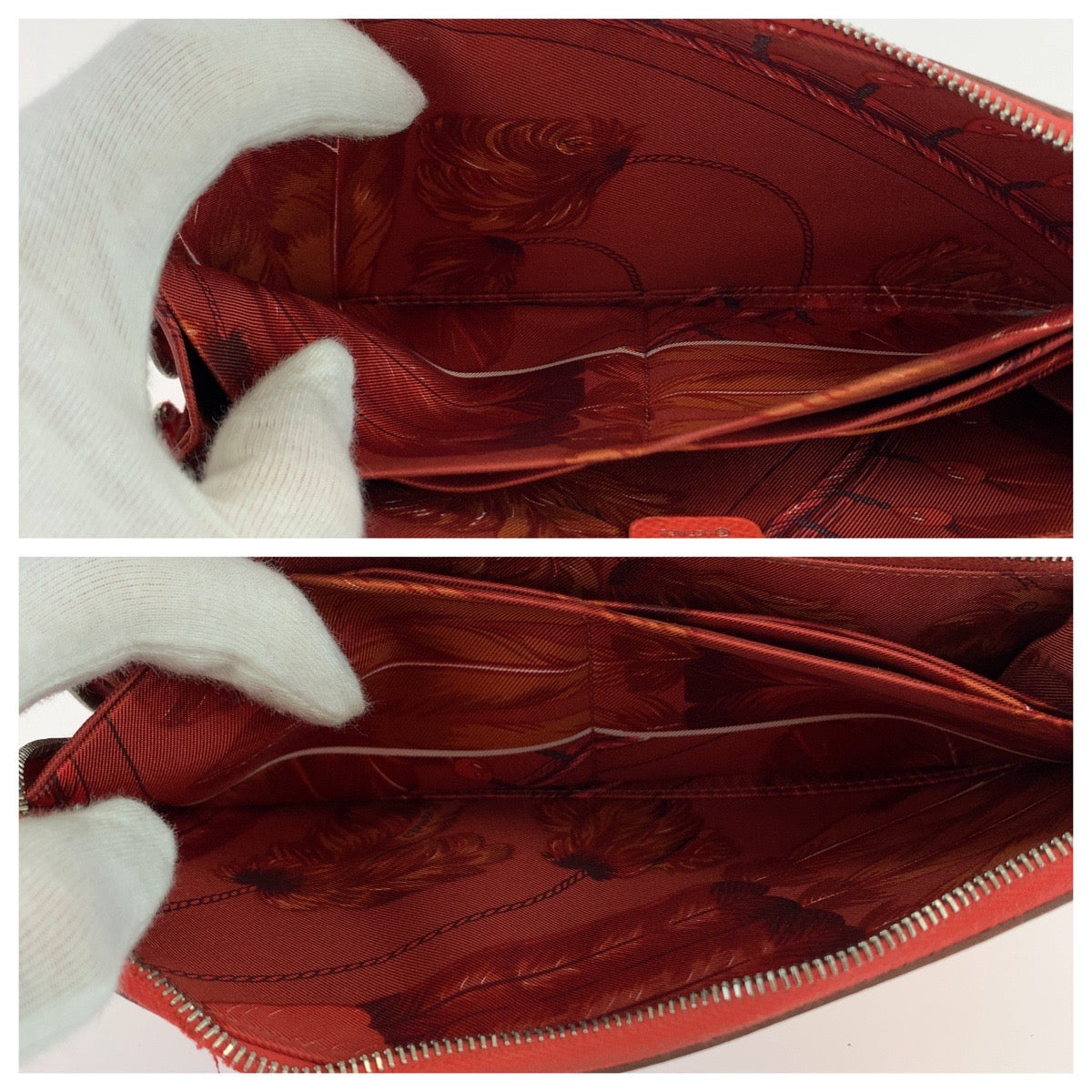 Hermes Long Wallet Purse Epsom Red Orange Long Wallet Purse Zip Around Azap Long Silk In Women
