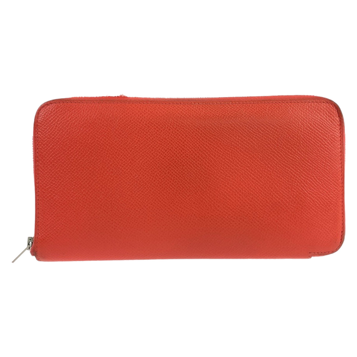 Hermes Long Wallet Purse Epsom Red Orange Long Wallet Purse Zip Around Azap Long Silk In Women
