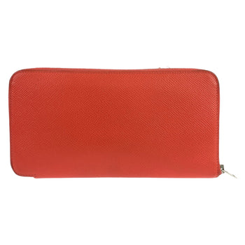 Hermes Long Wallet Purse Epsom Red Orange Long Wallet Purse Zip Around Azap Long Silk In Women
