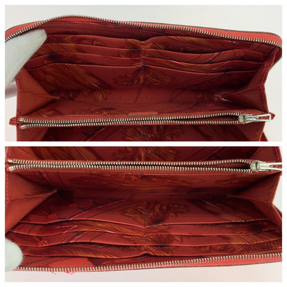 Hermes Long Wallet Purse Epsom Red Orange Long Wallet Purse Zip Around Azap Long Silk In Women