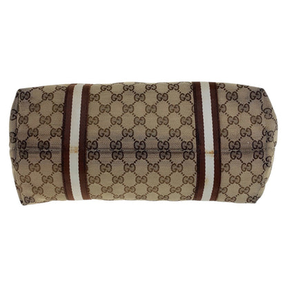 Gucci Tote Bag 139260 Gg Canvas, Leather Brown Gold Metal Tote Bag Shoulder Bag Shelly Line Bamboo