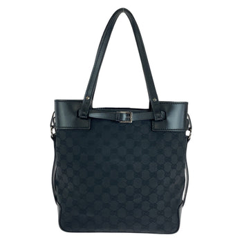 Gucci Tote Bag 107757 Gg Canvas, Leather Black Silvermetal Tote Bag Shoulder Bag Women