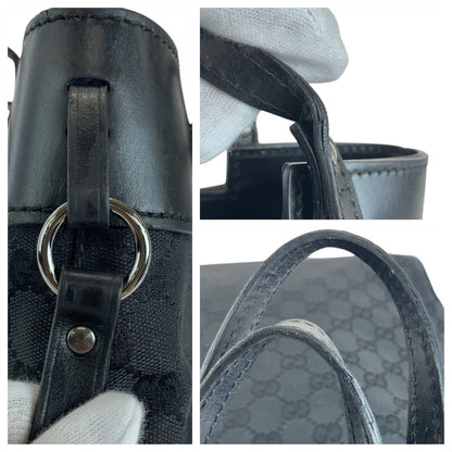 Gucci Tote Bag 107757 Gg Canvas, Leather Black Silvermetal Tote Bag Shoulder Bag Women