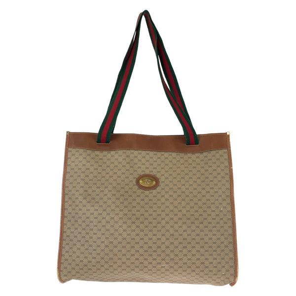 Gucci Tote Bag 002 39 0044 Gg Supreme Canvas, Leather Brown Gold Metal Tote Bag Shoulder Bag Old