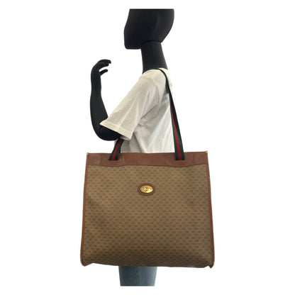 Gucci Tote Bag 002 39 0044 Gg Supreme Canvas, Leather Brown Gold Metal Tote Bag Shoulder Bag Old