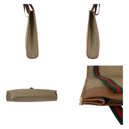 Gucci Tote Bag 002 39 0044 Gg Supreme Canvas, Leather Brown Gold Metal Tote Bag Shoulder Bag Old