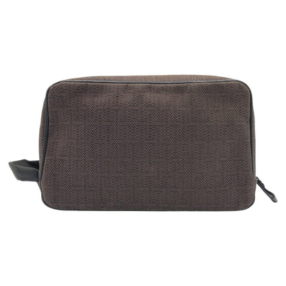 Hermes Pouch Cotton Brown Silver Metal Pouch Globetrotter Mm Mens