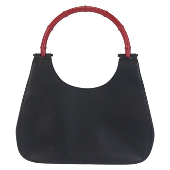Gucci Shoulder Bag 001 3739 Leather, Bamboo Black Black Red Shoulder Bag Hobo Bamboo Women
