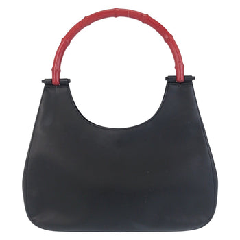 Gucci Shoulder Bag 001 3739 Leather, Bamboo Black Black Red Shoulder Bag Hobo Bamboo Women