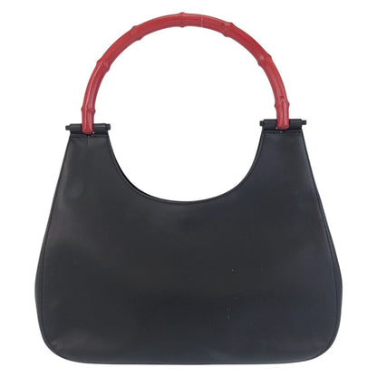 Gucci Shoulder Bag 001 3739 Leather, Bamboo Black Black Red Shoulder Bag Hobo Bamboo Women