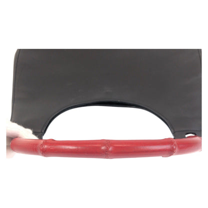 Gucci Shoulder Bag 001 3739 Leather, Bamboo Black Black Red Shoulder Bag Hobo Bamboo Women