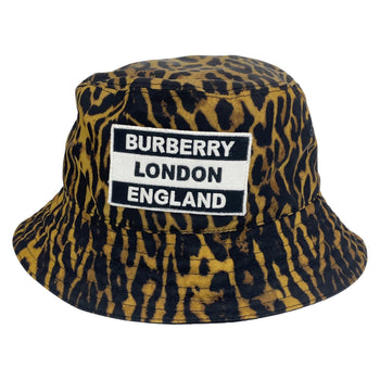 Burberry Hat Polyamide Brown Black Bucket Hat, Hat, Bucket Hat Leopard Pattern Leopard Pattern Mens