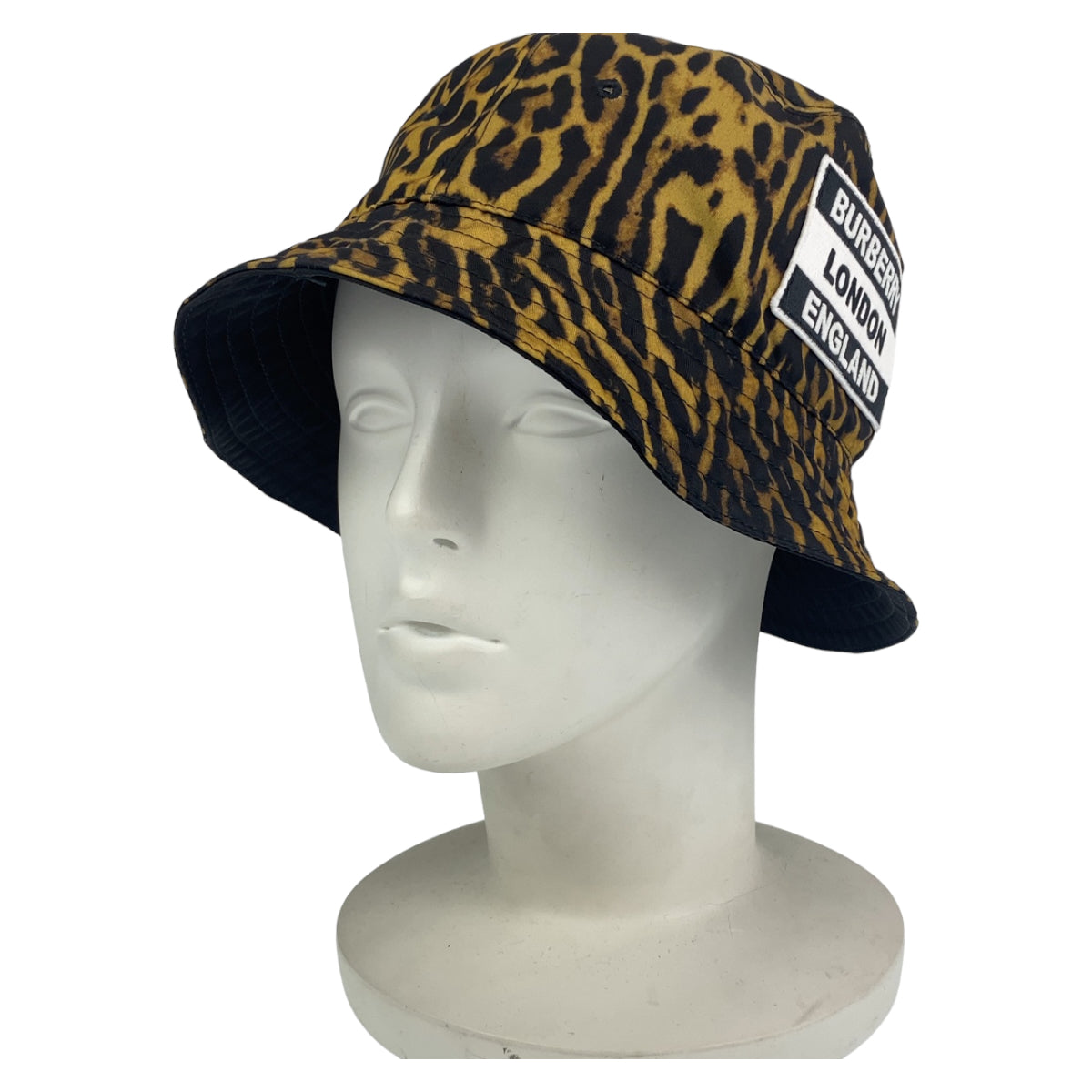 Burberry Hat Polyamide Brown Black Bucket Hat, Hat, Bucket Hat Leopard Pattern Leopard Pattern Mens