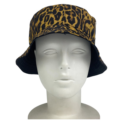 Burberry Hat Polyamide Brown Black Bucket Hat, Hat, Bucket Hat Leopard Pattern Leopard Pattern Mens