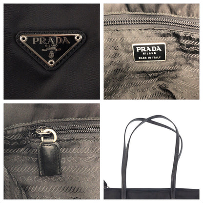 Prada Shoulder Bag Nylon Black Silvermetal Shoulder Bag Tote Bag Test Triangle With Logo Women