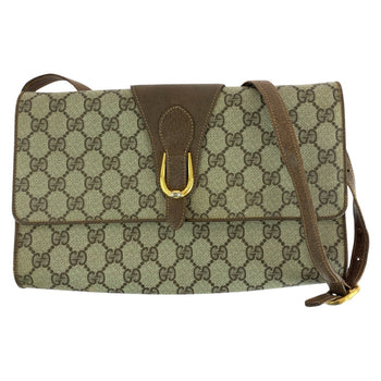 Gucci Shoulder Bag 94 02 050 Gg Supreme Canvas, Leather Brown Gold Metal Shoulder Bag Pochette Old