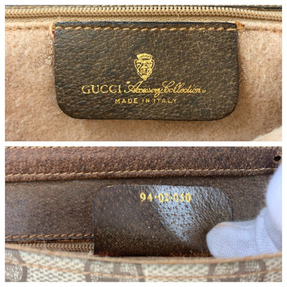 Gucci Shoulder Bag 94 02 050 Gg Supreme Canvas, Leather Brown Gold Metal Shoulder Bag Pochette Old