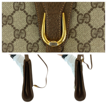 Gucci Shoulder Bag 94 02 050 Gg Supreme Canvas, Leather Brown Gold Metal Shoulder Bag Pochette Old